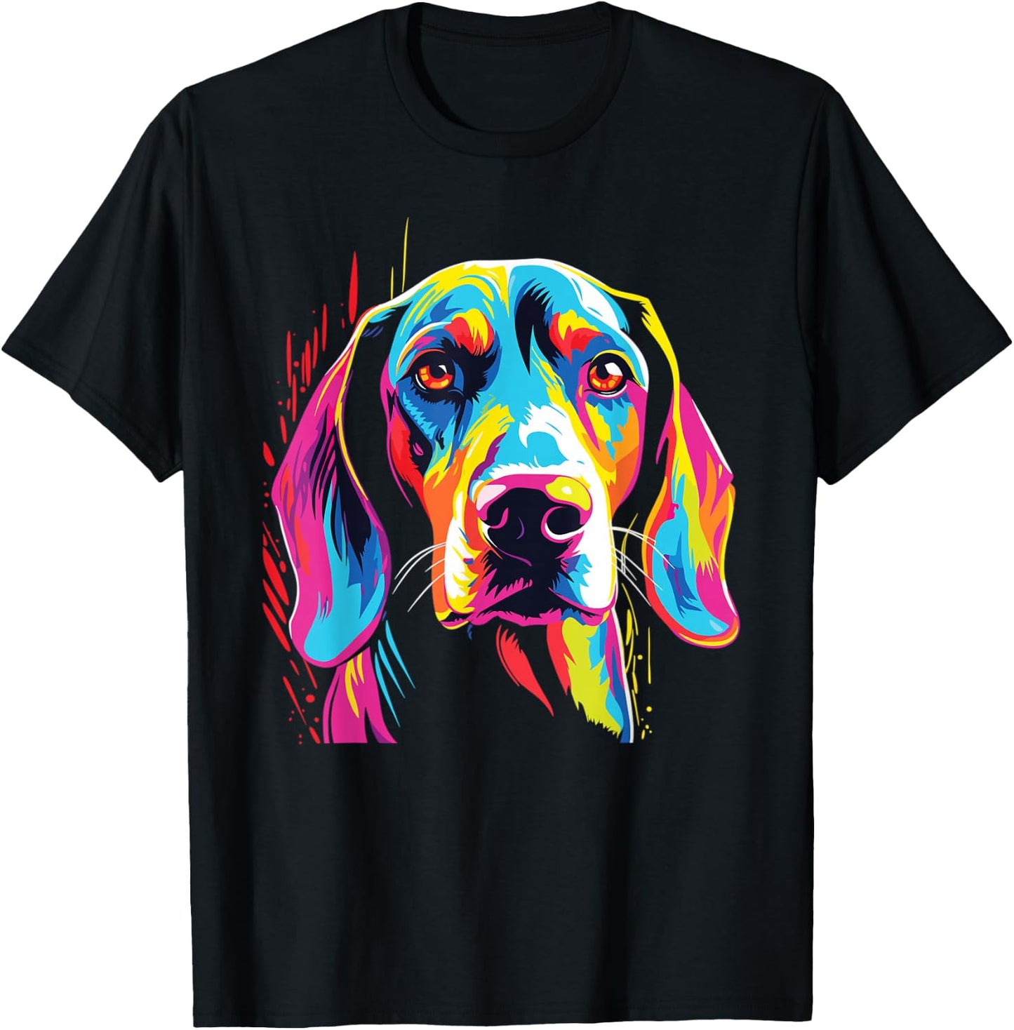 Watercolor Colorful Treeing Walker Coonhound Dog T-Shirt - T-Shirt | Black