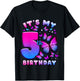Birthday Girl 5 Years Old Butterfly Number 5 T-Shirt - T-Shirt | Black