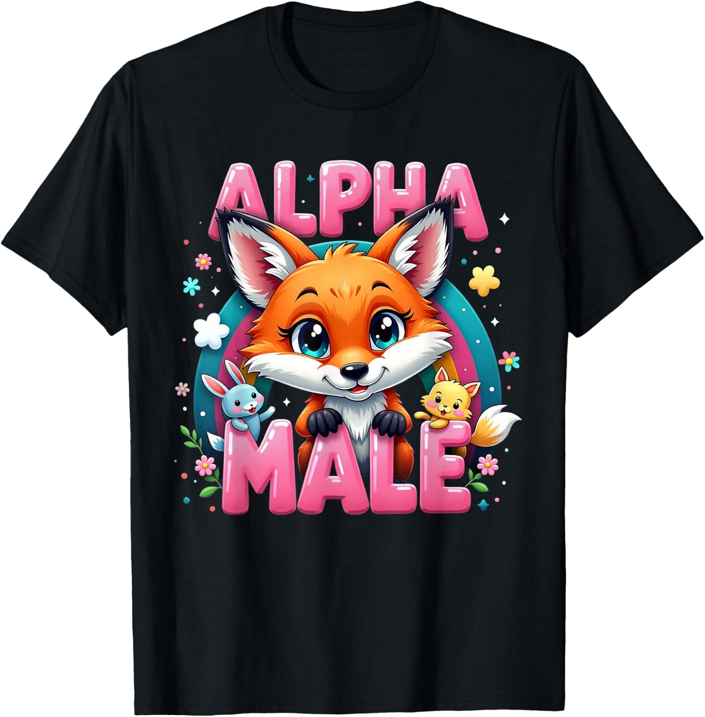Fox Alpha Cute Foxes Meme Male Humor or Women T-Shirt - T-Shirt | Black