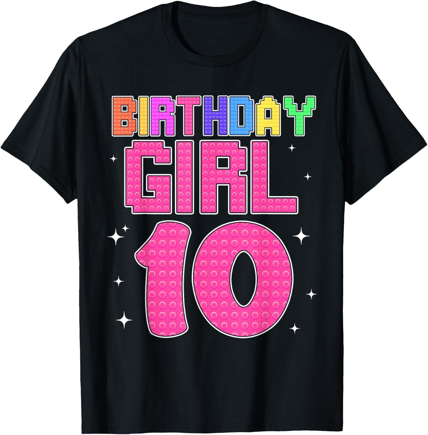 10th Birthday Girl Master Builder 10 Year Old Block Building T-Shirt - T-Shirt | Black