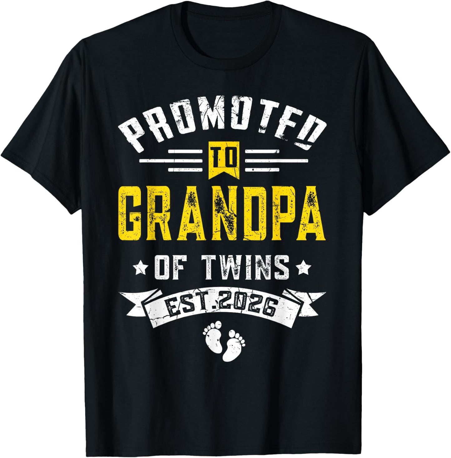 Promoted To Grandpa Of Twins Est. 2026 T-Shirt - T-Shirt | Black