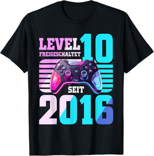10. Geburtstag Junge Mädchen 2016 Gaming Level 10 Jahre T-Shirt - T-Shirt | Black