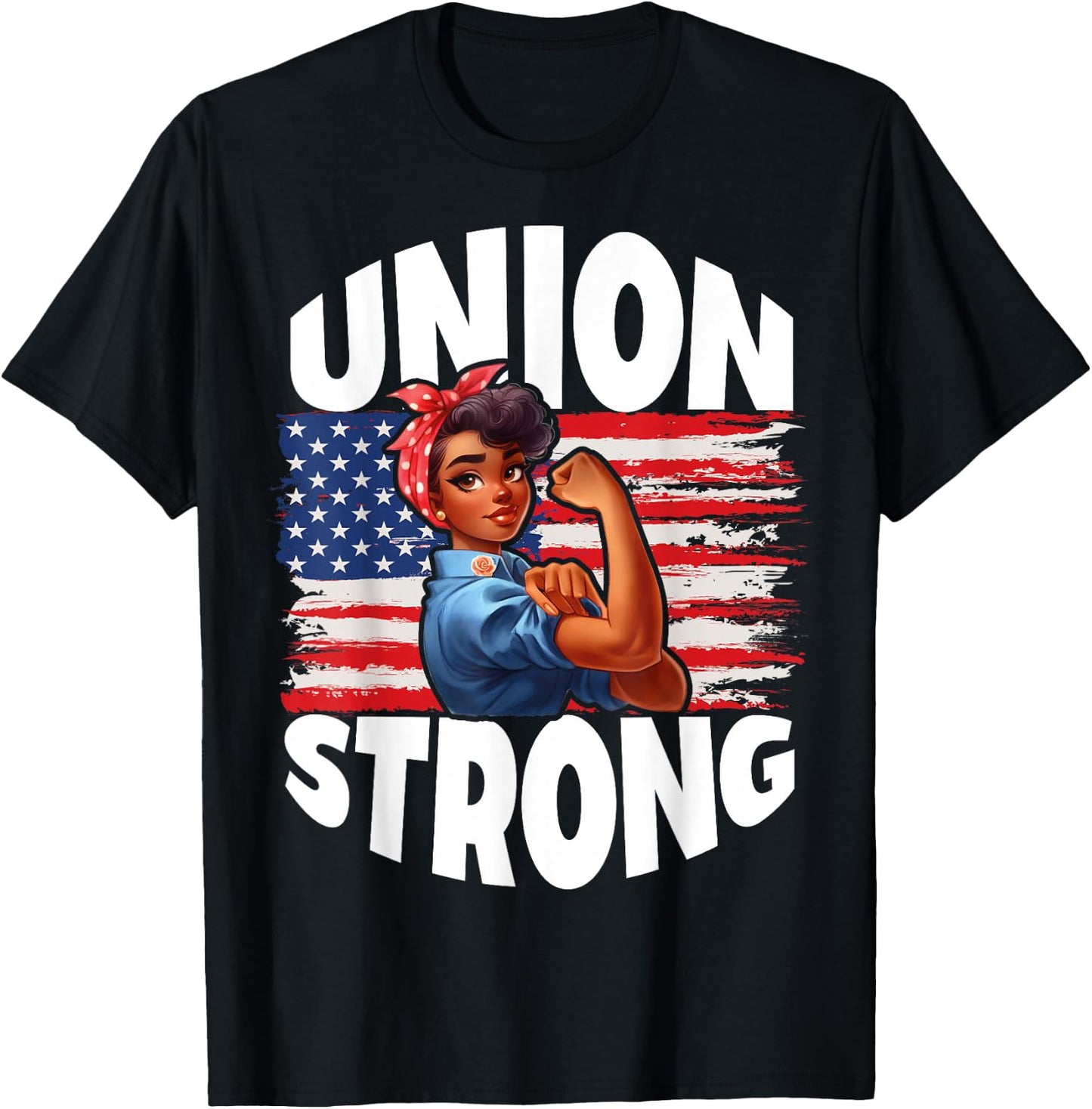Union Strong Happy Labor Day American Flag Decor T-Shirt - T-Shirt | Black