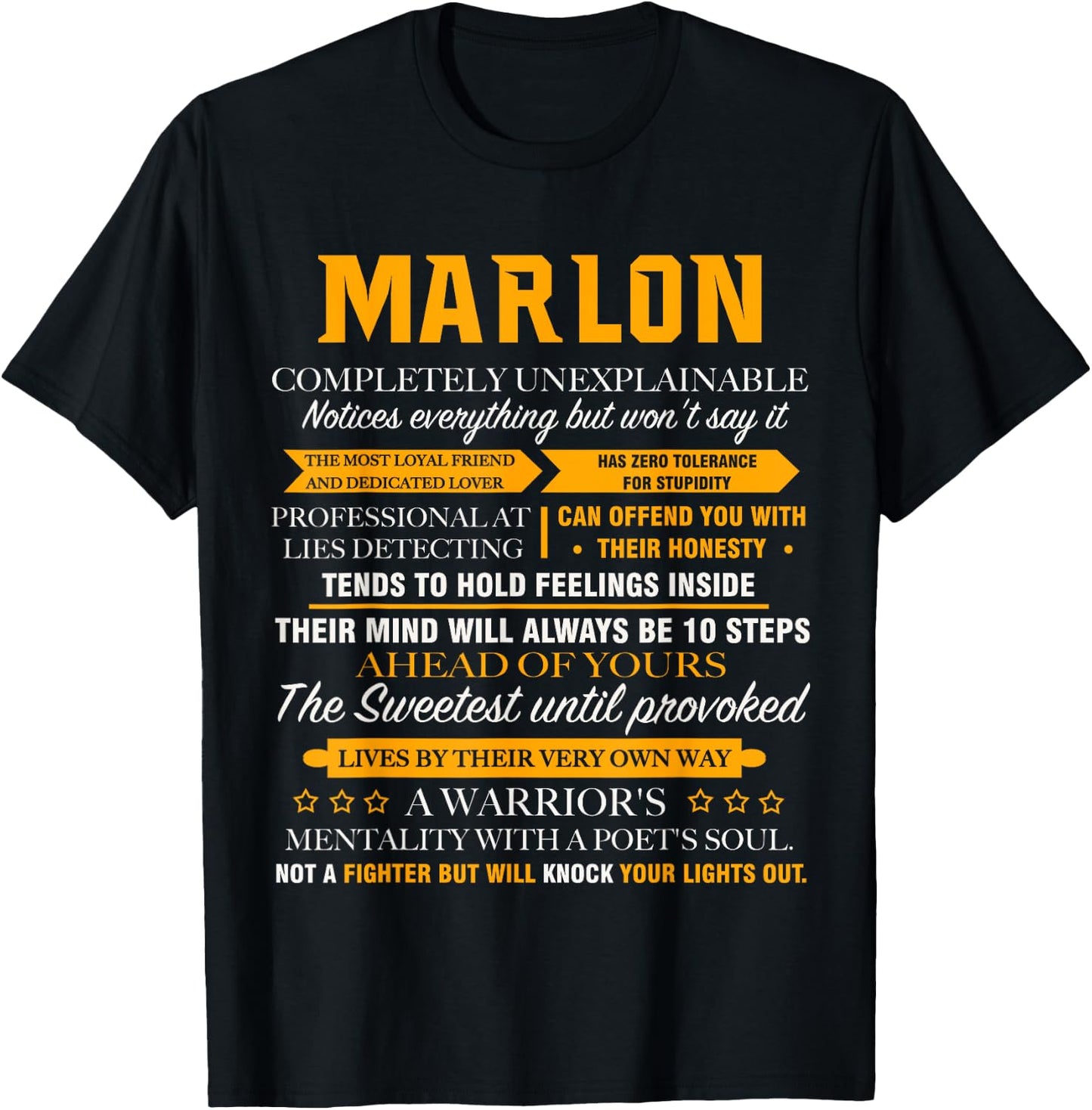 MARLON completely unexplainable name shirt father's day 7 T-Shirt - T-Shirt | Black