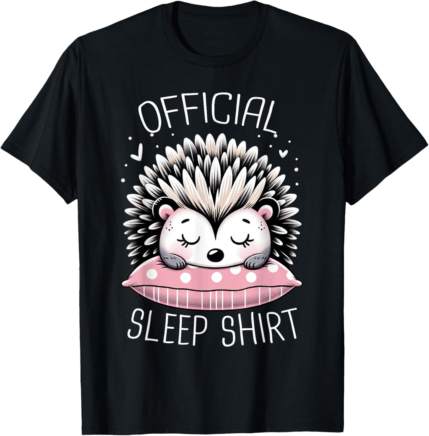 Hedgehog Official Sleep Shirt Pajama Animal Night T-Shirt - T-Shirt | Black