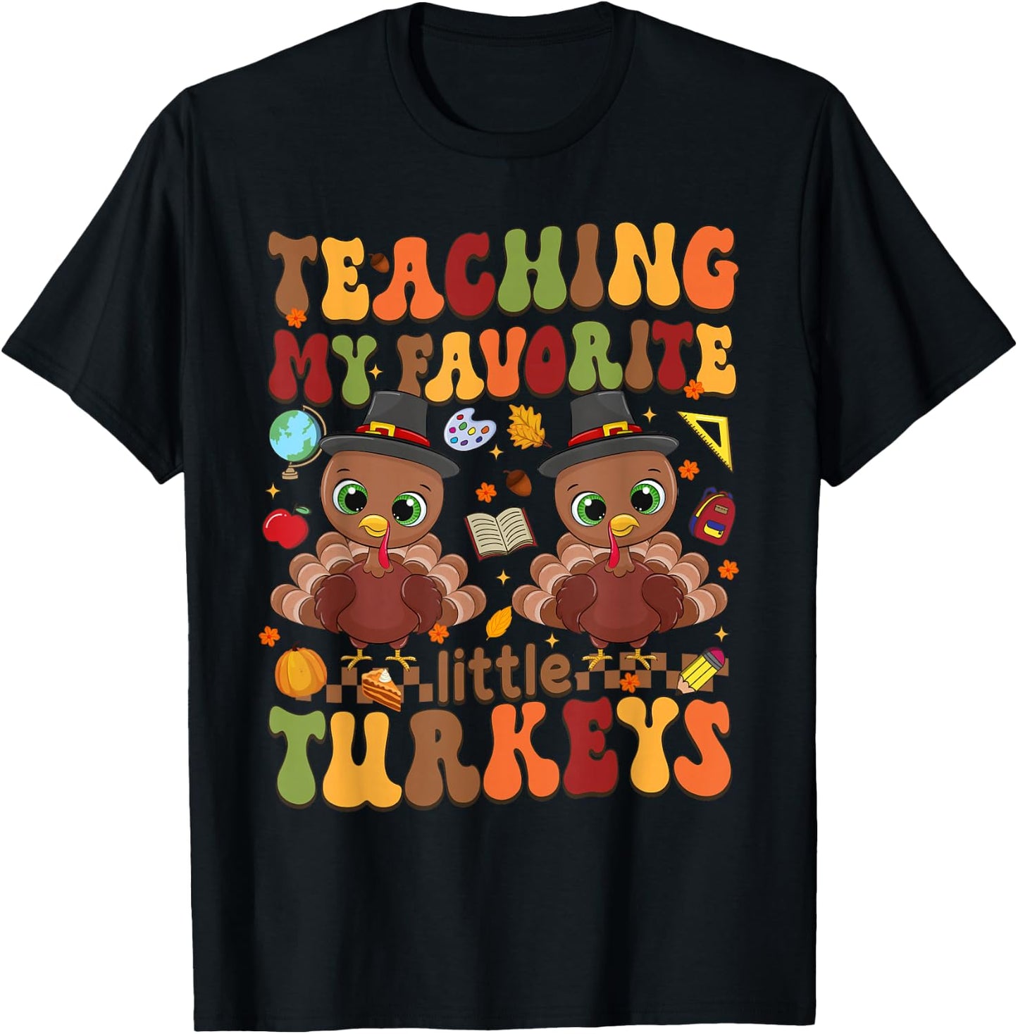 Thanksgiving Teachers - -Adults, Kids - Black - Short Sleeve - - Size: Small T-Shirt - T-Shirt | Black