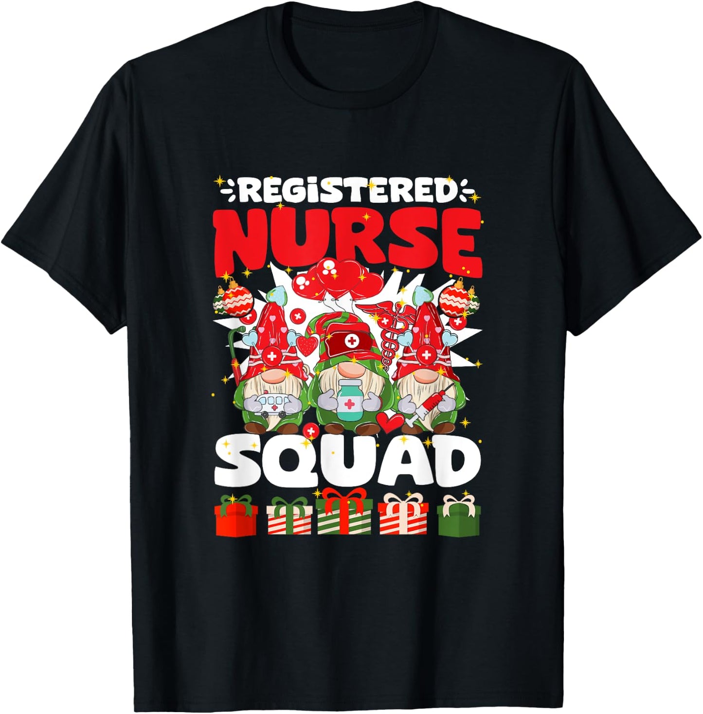 Registered Nurse Squad RN Gnomies Nursing Nurse Gnome T-Shirt - T-Shirt | Black