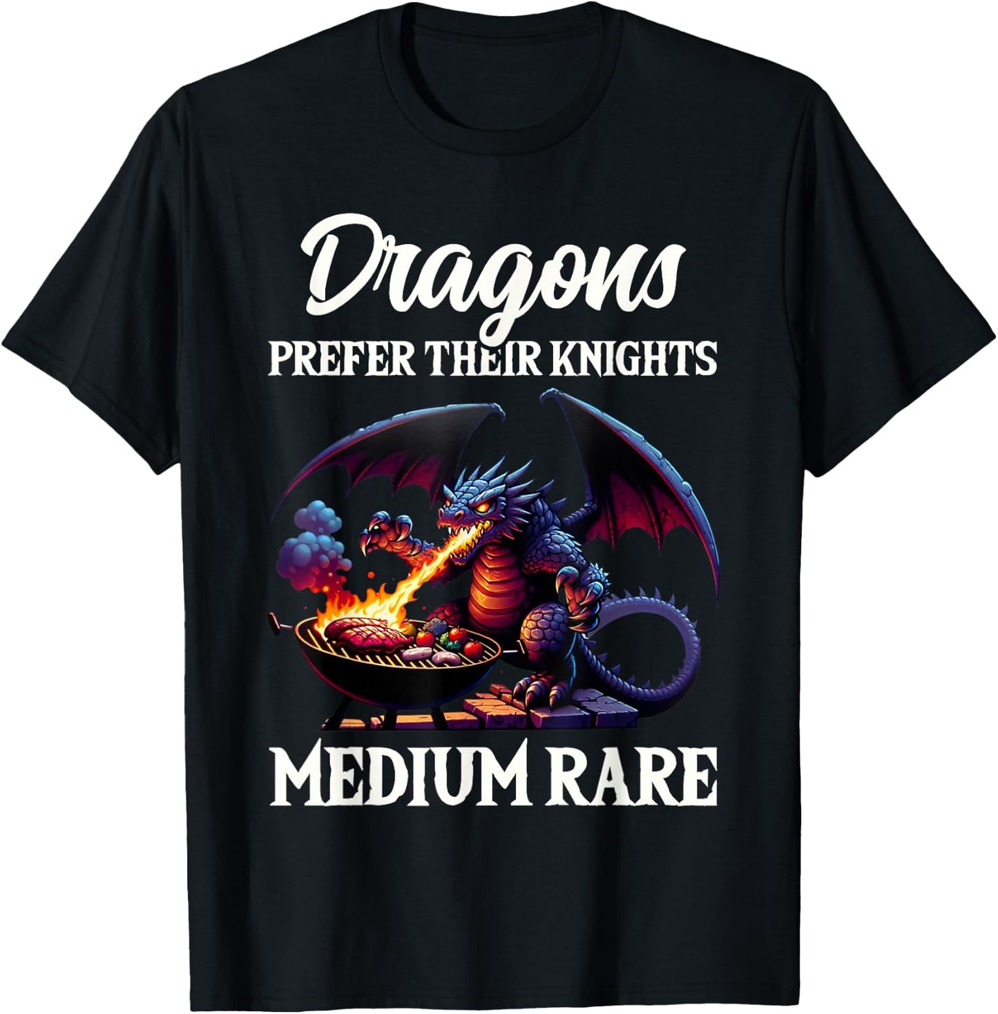 Funny Renaissance Festival Dragons Prefer Knights Design T-Shirt - T-Shirt | Black