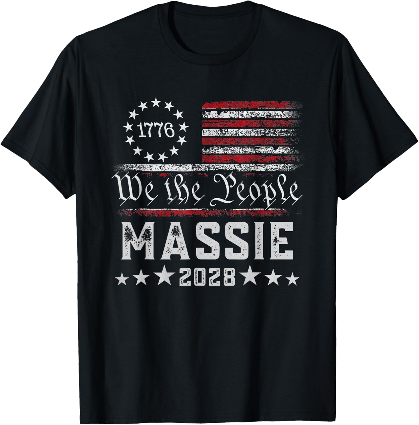 Massie 2028 for President Thomas Massie 2028 Us Flag Vintage T-Shirt - T-Shirt | Black