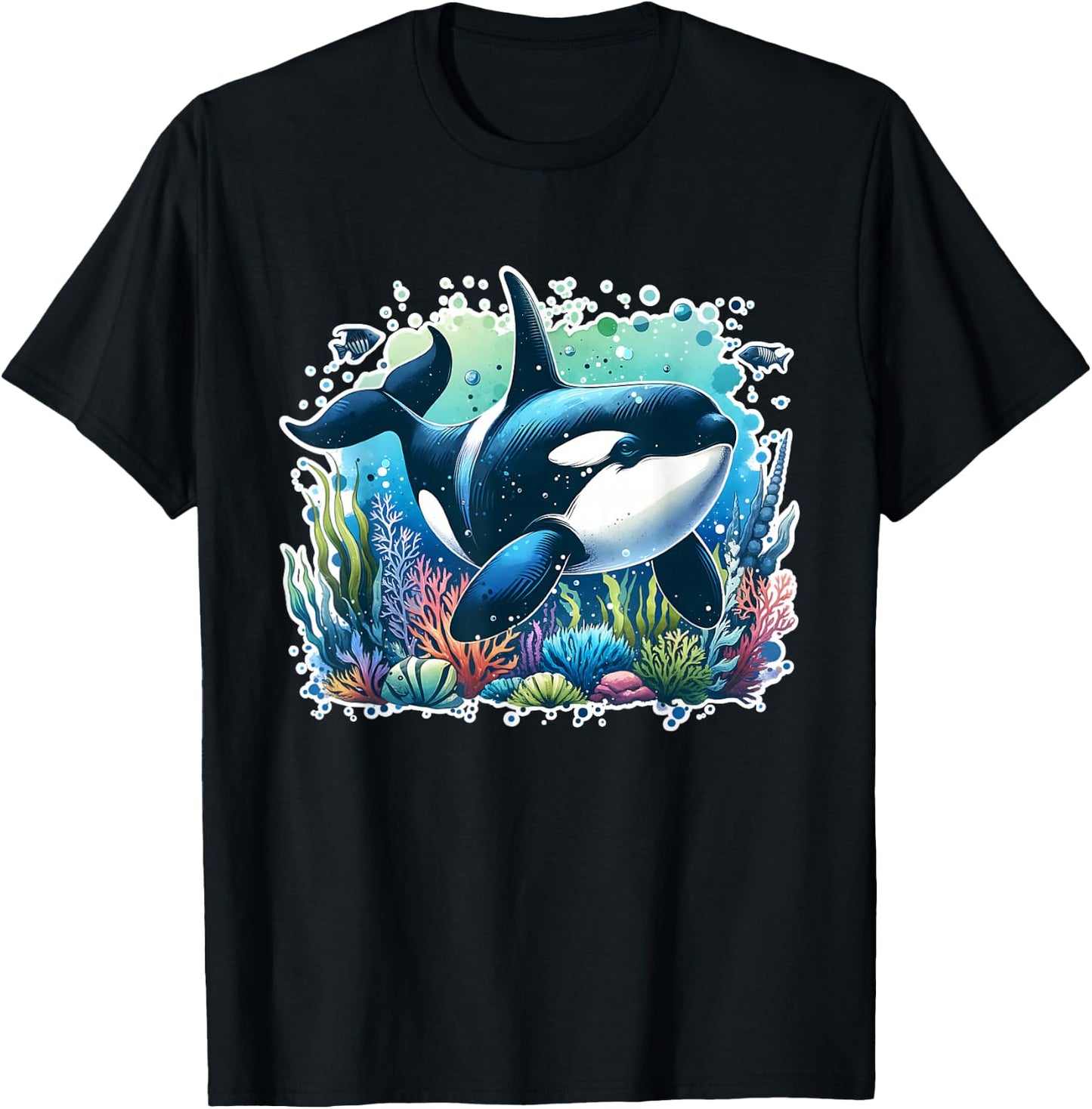 Orca Beautiful Whale Animal Graphic Orca T-Shirt - T-Shirt | Black