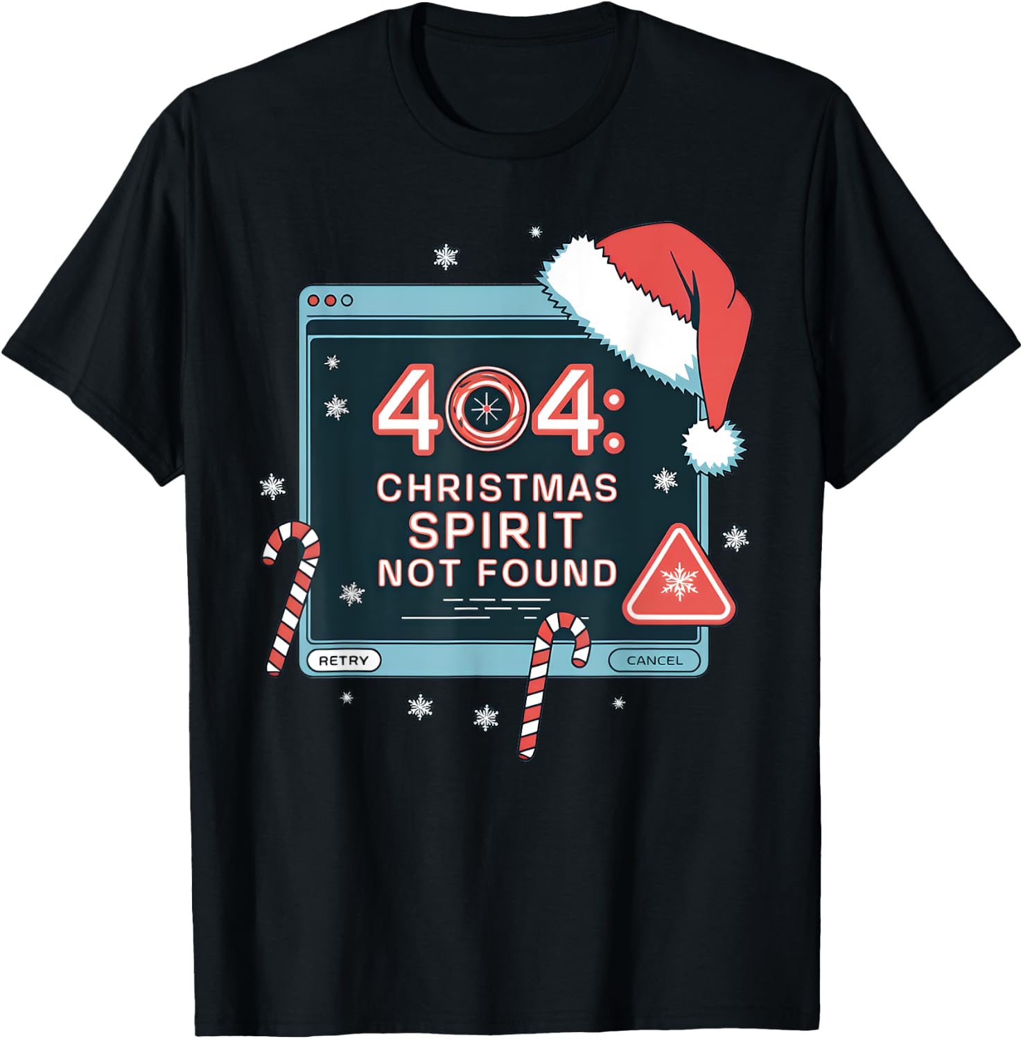 404 Error Christmas Spirit Not Found Tech Support IT Geeks T-Shirt - T-Shirt | Black