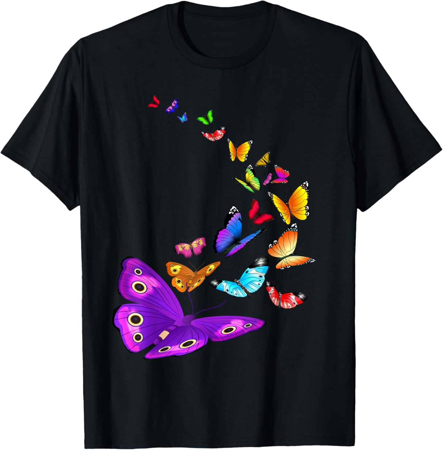 Butterfly T Shirt Flying Butterfly Wings Shirt T-Shirt - T-Shirt | Black