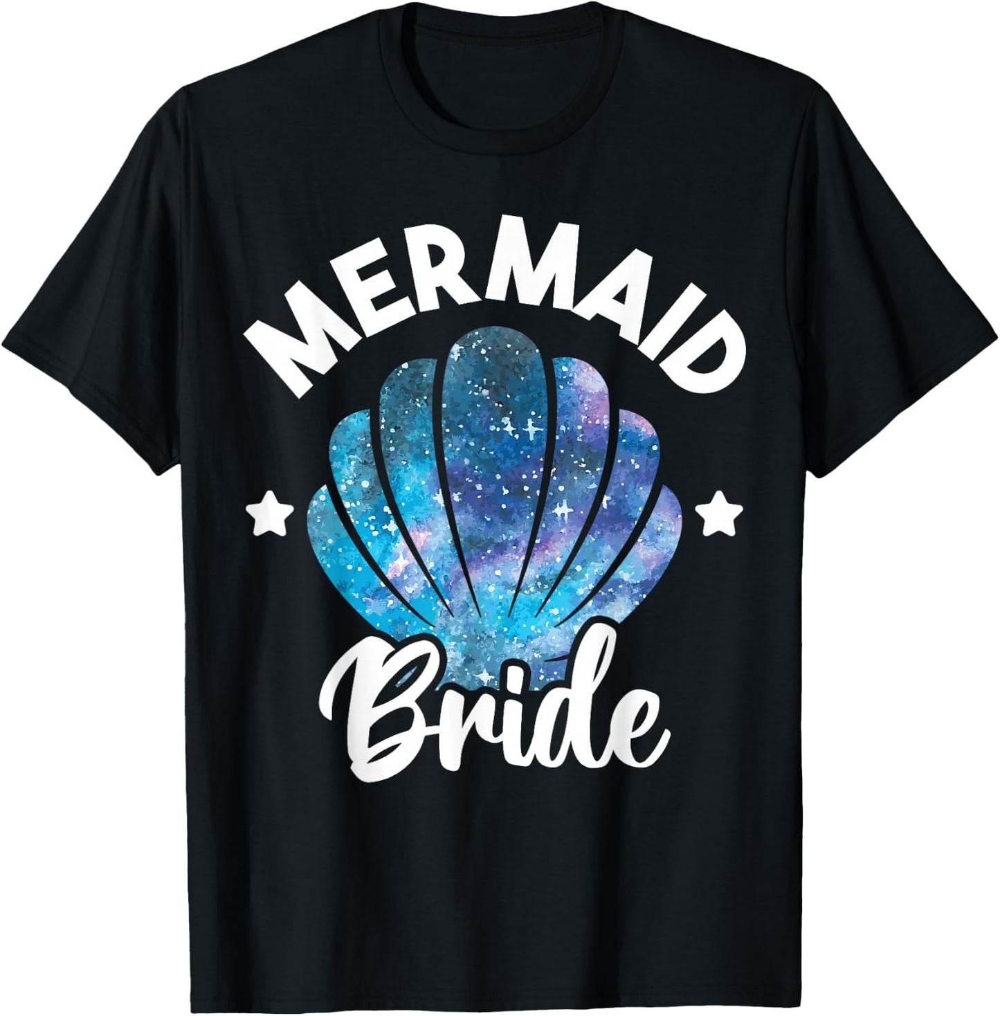 Cute Mermaid Bride Seashell Matching Mermaid Squad Party T-Shirt - T-Shirt | Black