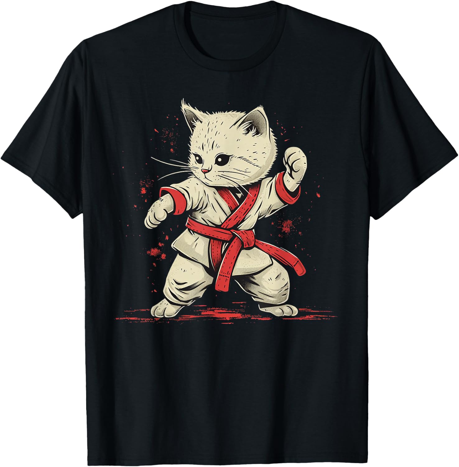 Karate Herren Damen & Kinder Katze Karateka T-Shirt - T-Shirt | Black