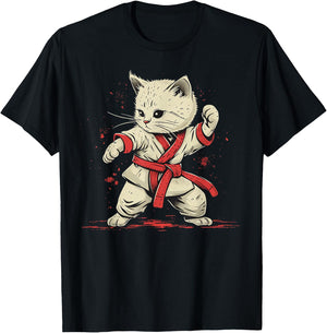 Karate Herren Damen & Kinder Katze Karateka T-Shirt - T-Shirt | Black