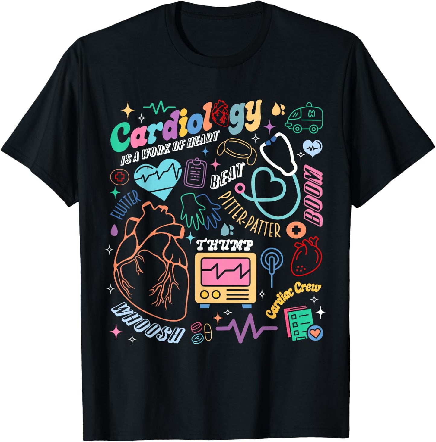 CVICU Cardiac Nurse Retro Anatomy Cardiology Human Heart RN T-Shirt - T-Shirt | Black