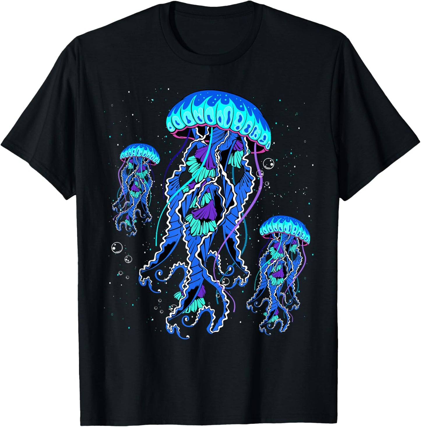 Jellyfish Medusa Jellies Blue Marine Sea Ocean Diver Surfer , black T-Shirt - T-Shirt | Black