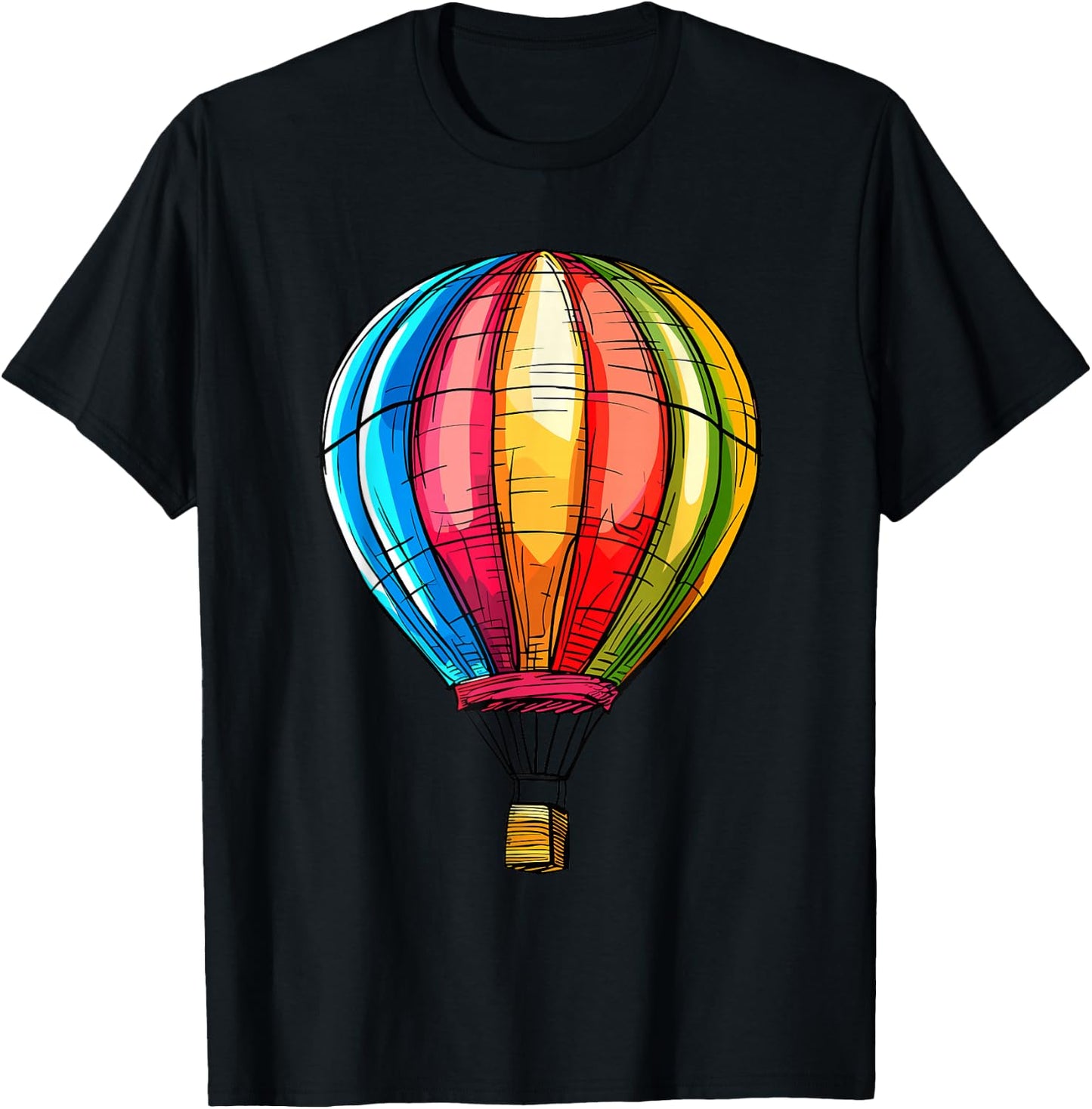 Hot Air Balloon , black T-Shirt - T-Shirt | Black