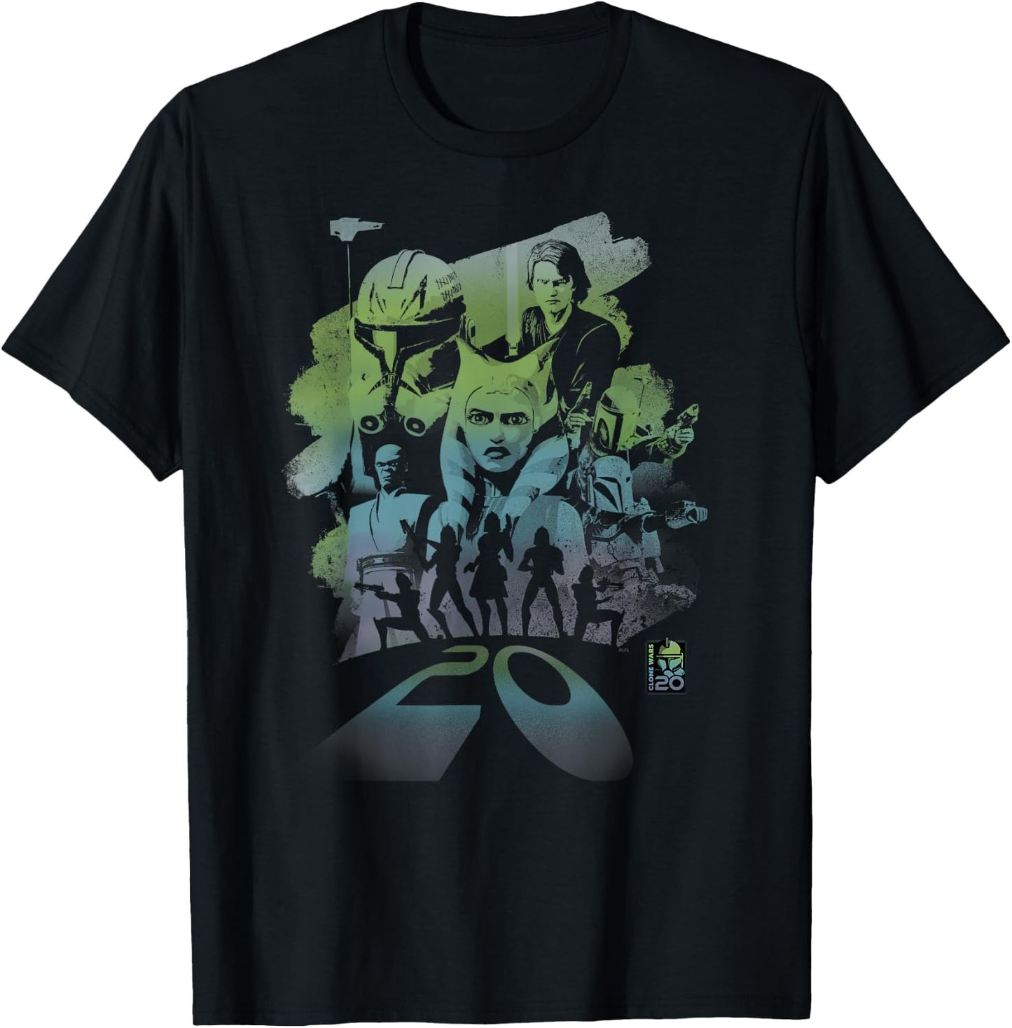 Star Wars Clone Wars 20th Anniversary Ahsoka and Captain Rex T-Shirt - T-Shirt | Black
