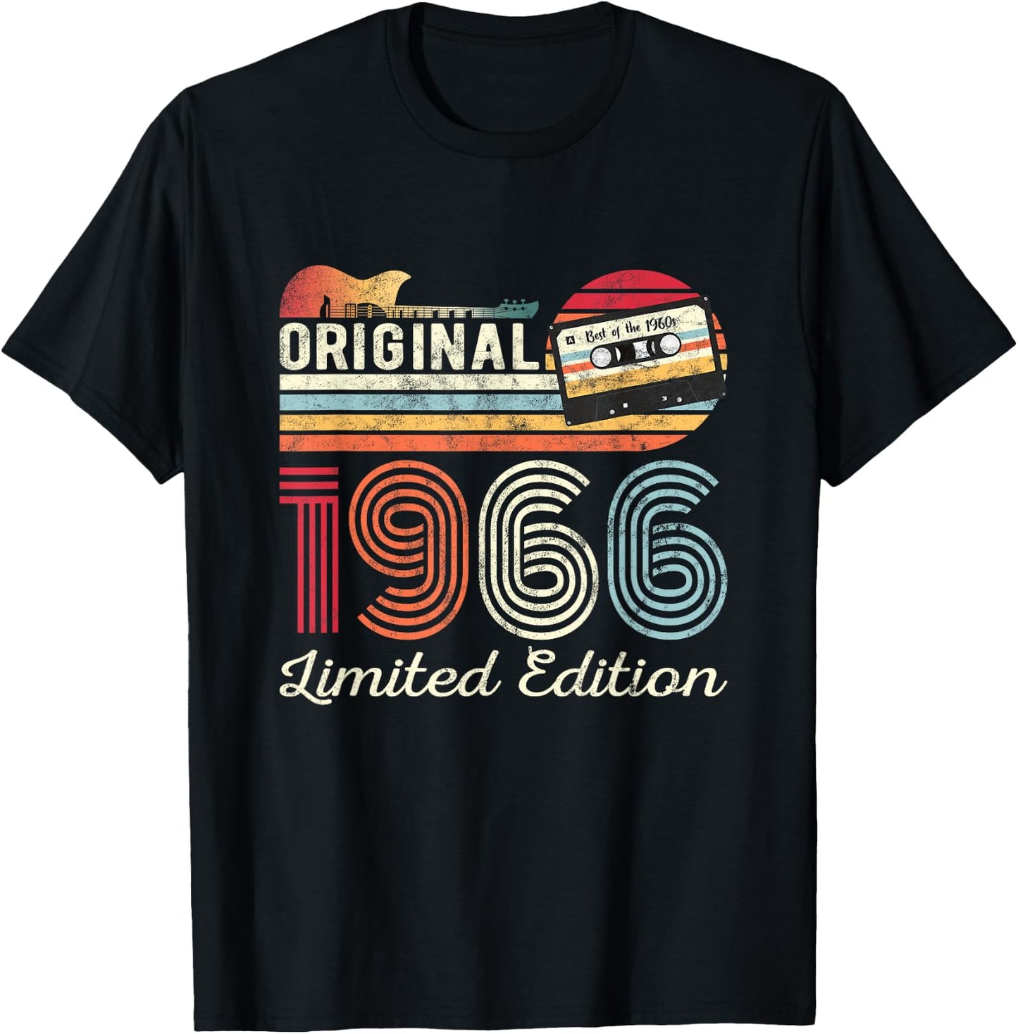 Original 1966 Geburtstag Gitarren Musiker Kassette Tape T-Shirt - T-Shirt | Black