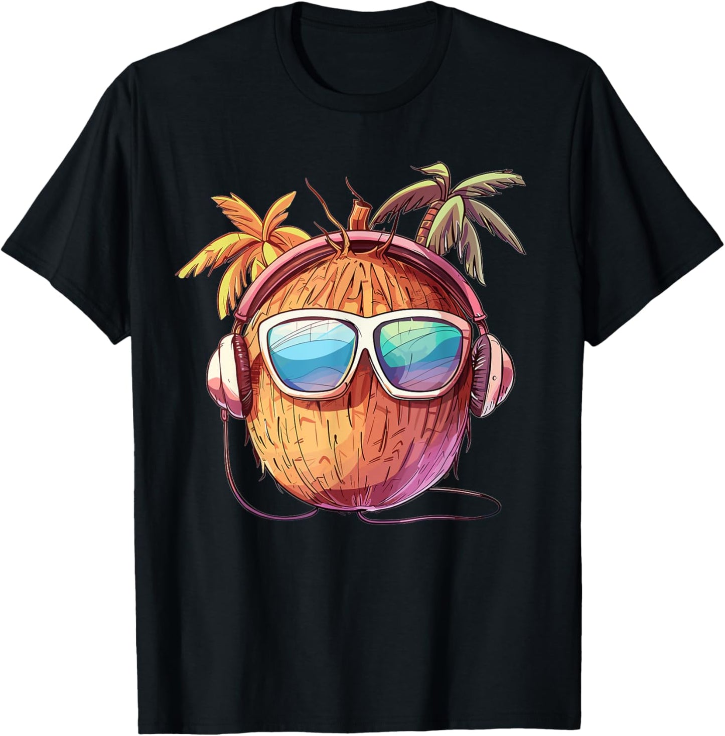 Coole Kokosnuss mit Sonnenbrille I Lustige Kokosnuss T-Shirt - T-Shirt | Black