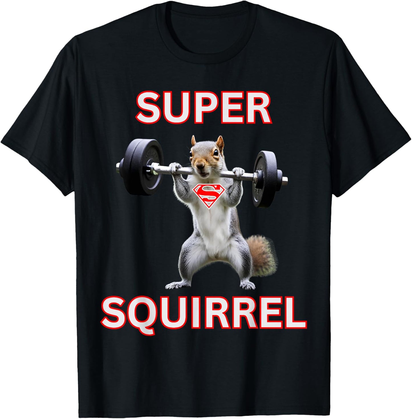 Super Squirrel Weightlifter Squirrel Superhero Costume T-Shirt - T-Shirt | Black