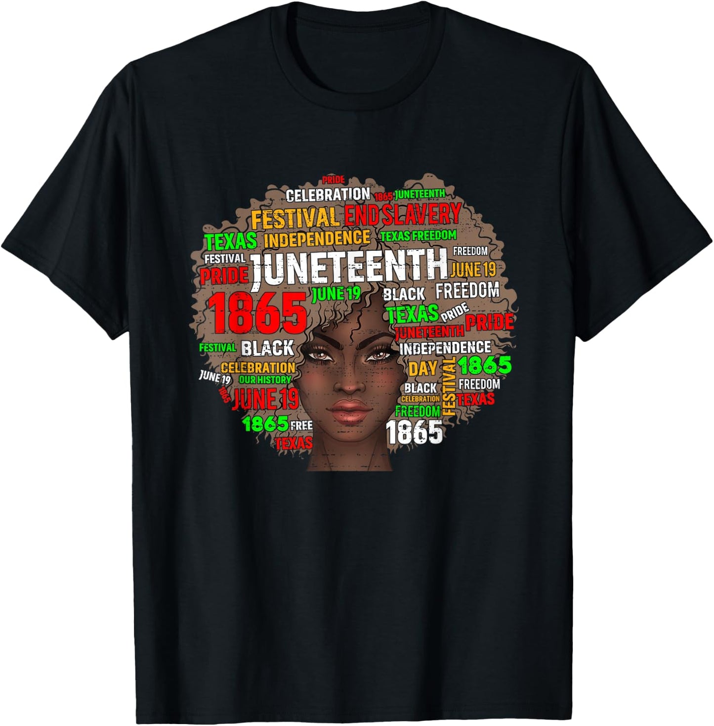 Black Juneteenth 1865 Freedom African Afro June 19th T-Shirt - T-Shirt | Black