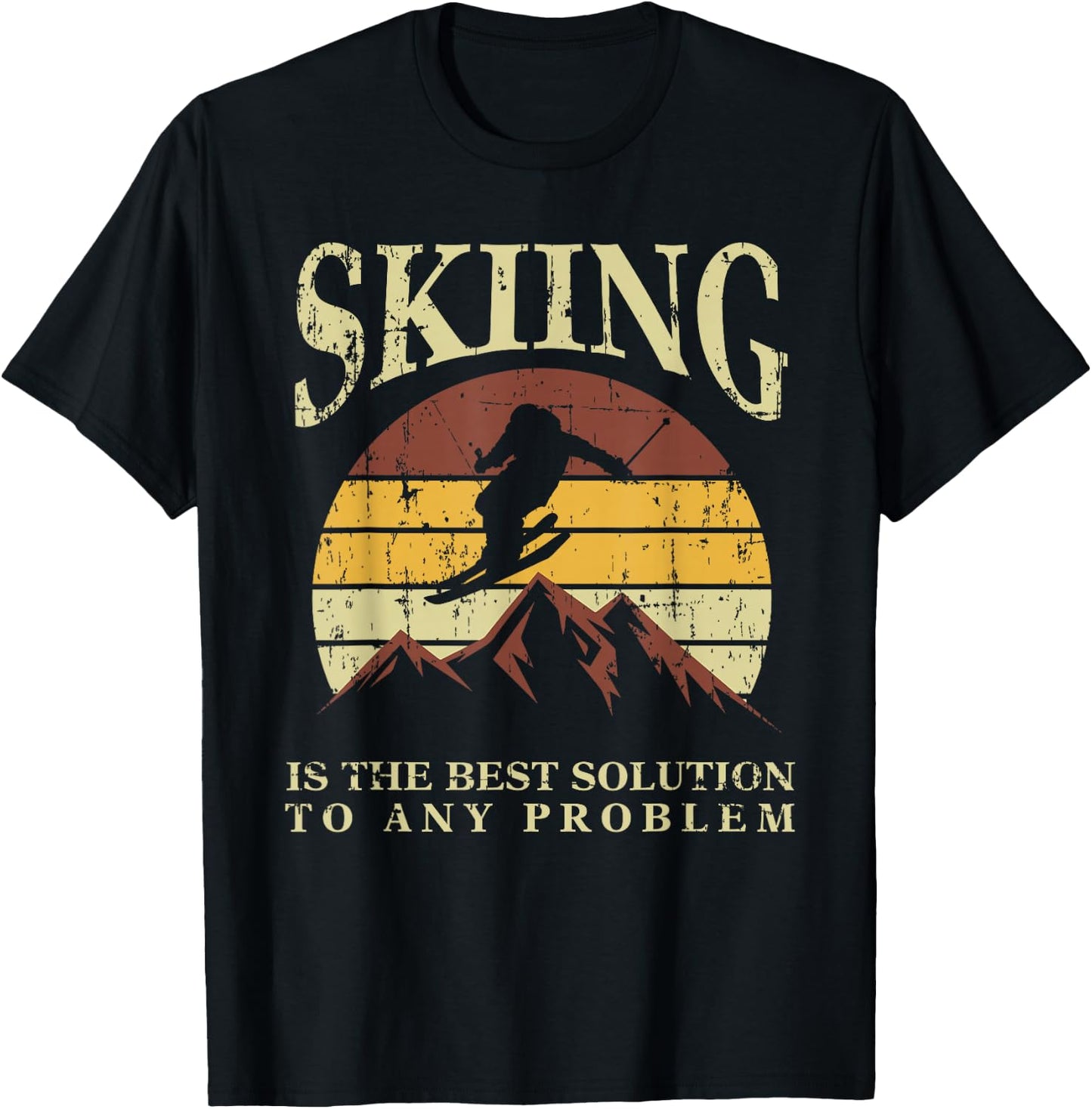 Funny Skiing Ski Skiier Winter Sports Enthusiast Gag Outfit T-Shirt - T-Shirt | Black