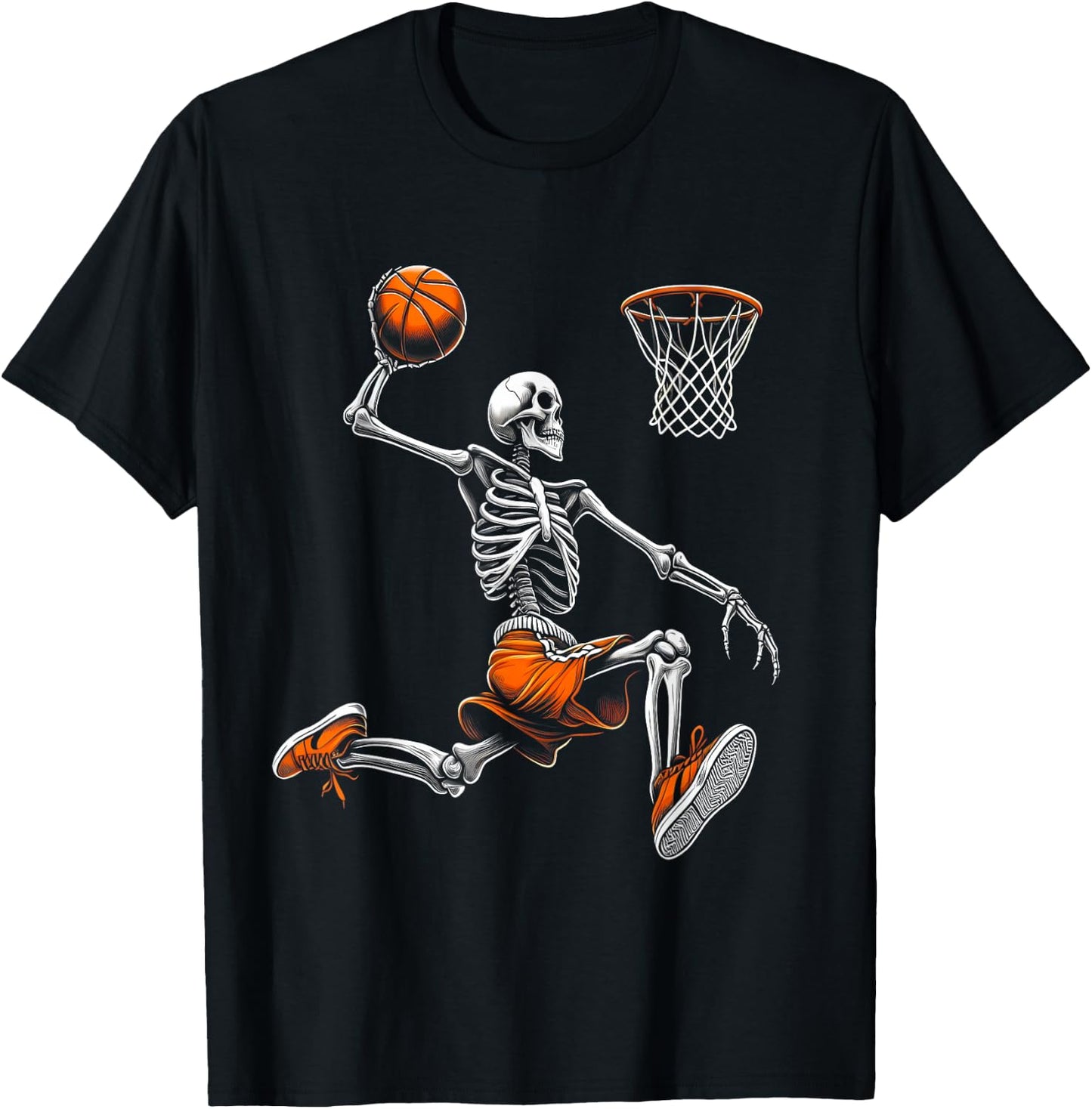 Skeleton Dunking Basketball Funny Sports Lover T-Shirt - T-Shirt | Black