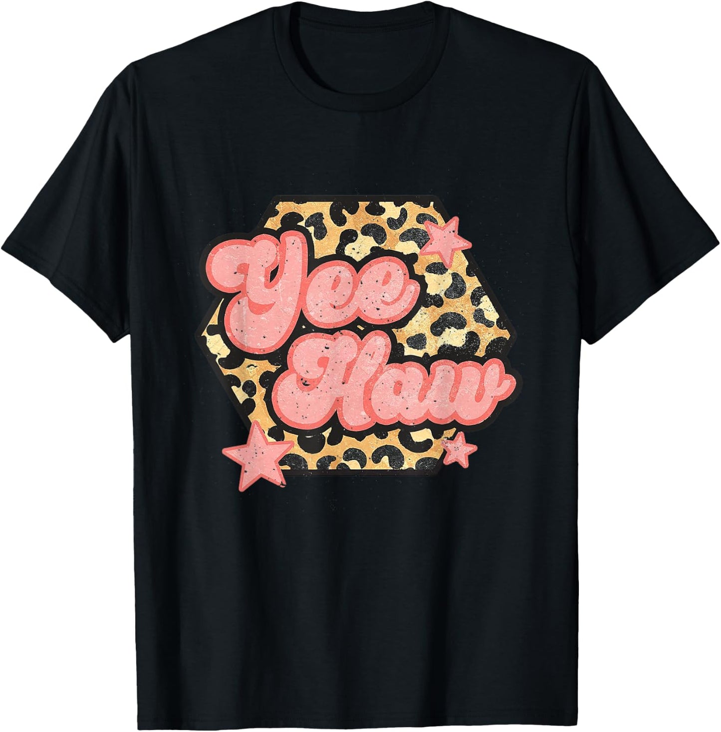 Yee Haw Howdy Rodeo Western Country Yeehaw Cowgirl Leopard T-Shirt - T-Shirt | Black
