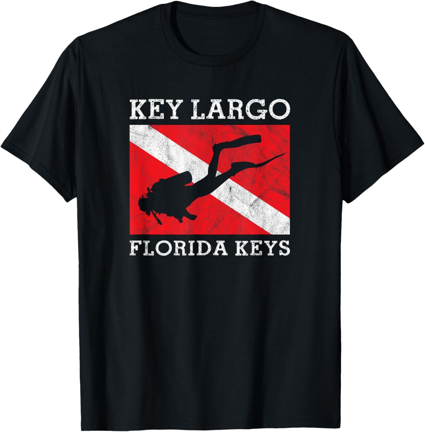 Key Largo Florida Scuba Dive Flag Souvenir T-Shirt - T-Shirt | Black