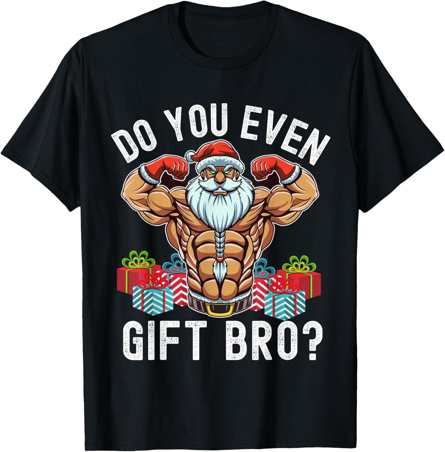 Weightlifting Bodybuilding Christmas Santa Christmas Workout T-Shirt - T-Shirt | Black