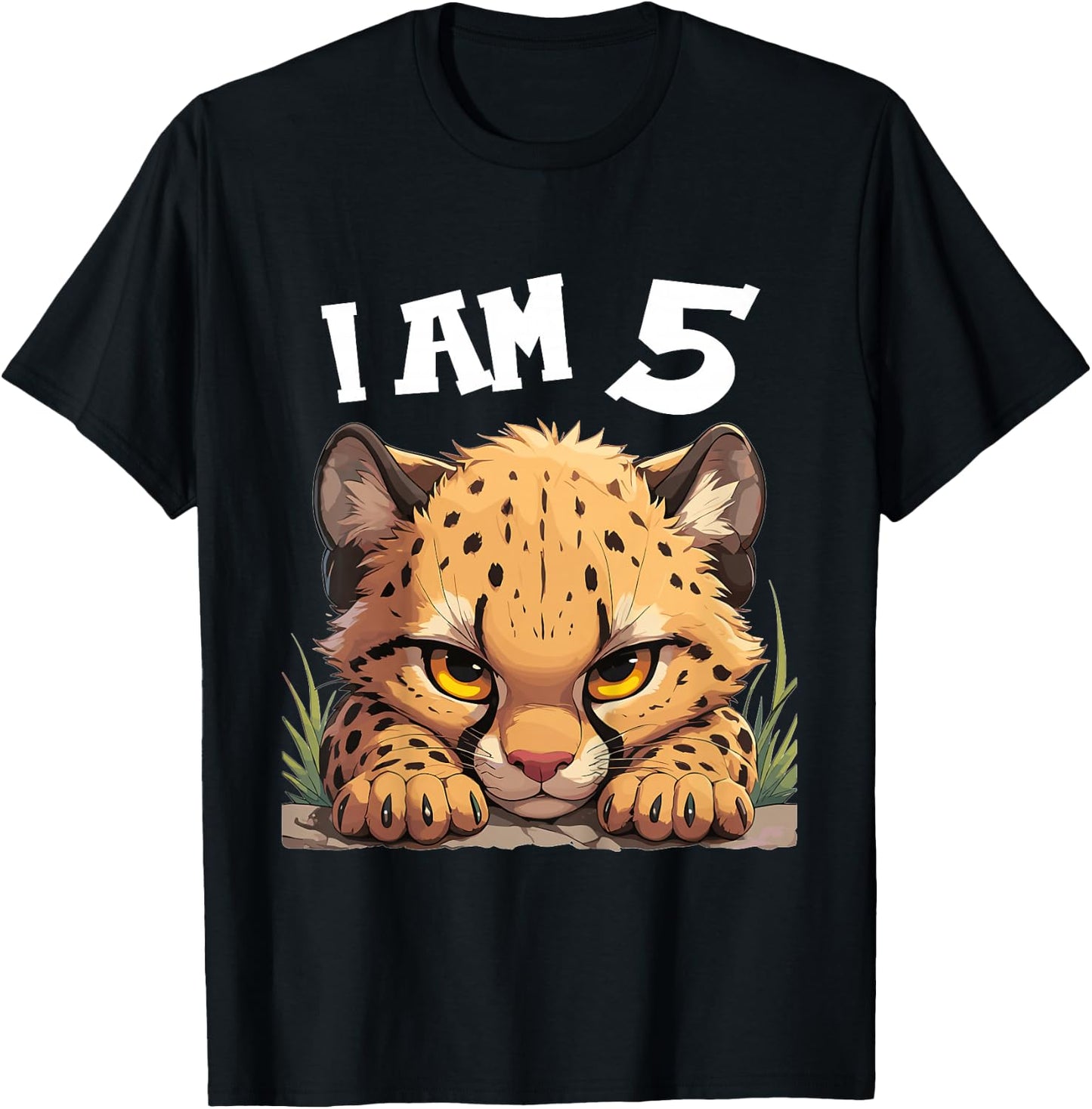 5 Years old 5 birthday Cheetahs Boy Girl Cheetah T-Shirt - T-Shirt | Black