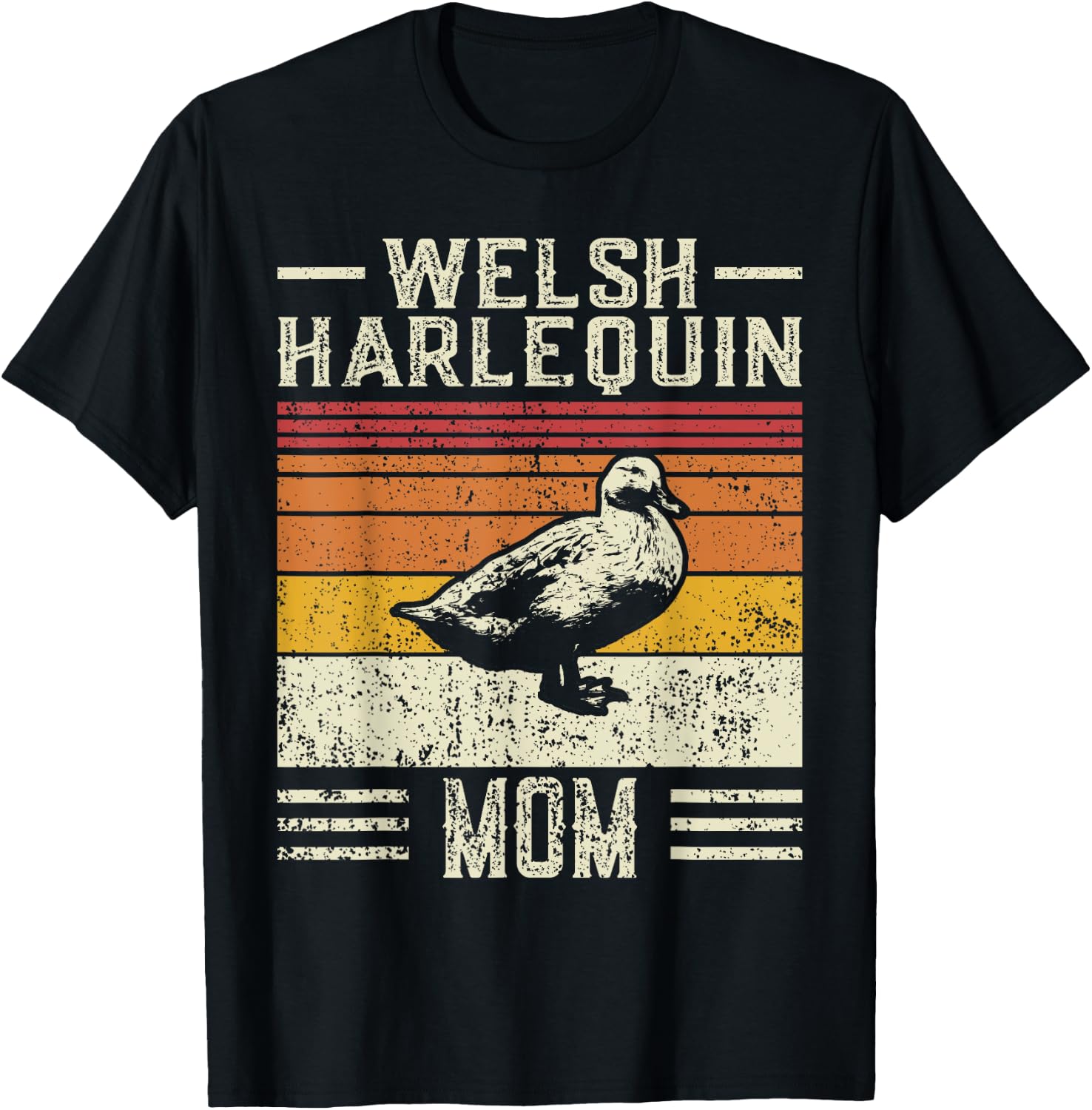 Best Duck Mom Women - Vintage Welsh Harlequin T-Shirt - T-Shirt | Black
