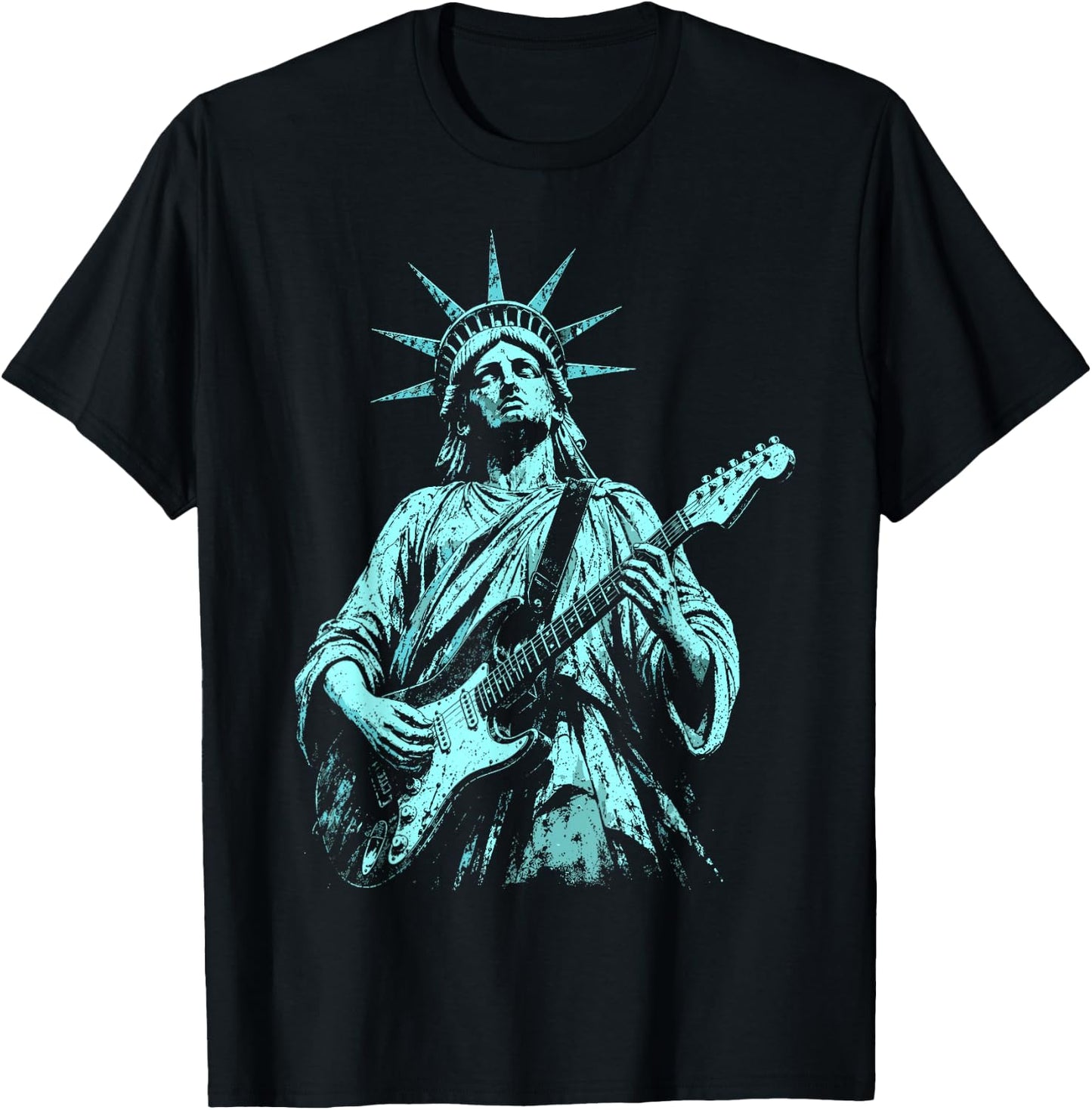 4th of July Statue of Liberty Guitar 1776 2026 T-Shirt - T-Shirt | Black