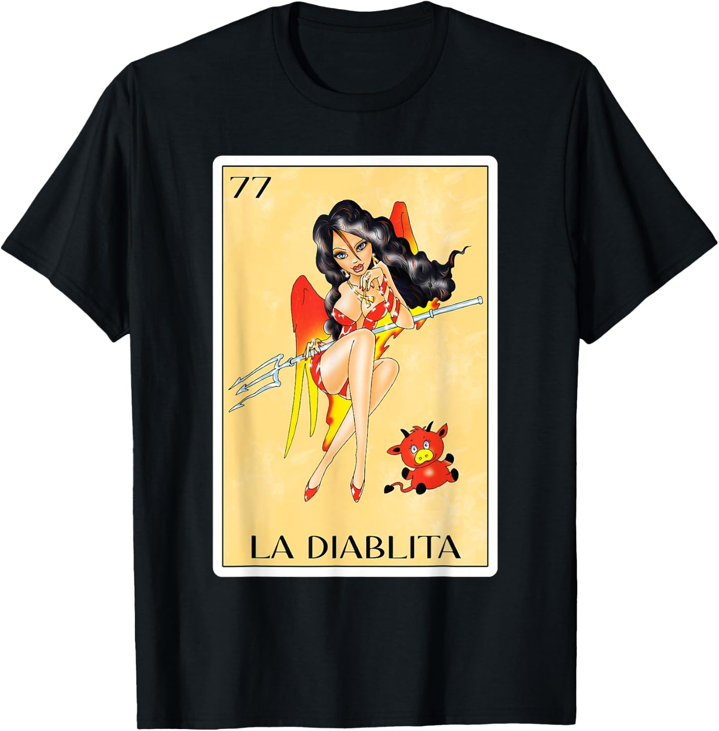 Spanish-Mexican Bingo Funny Gifts for Diablita - La Diablita T-Shirt - T-Shirt | Black