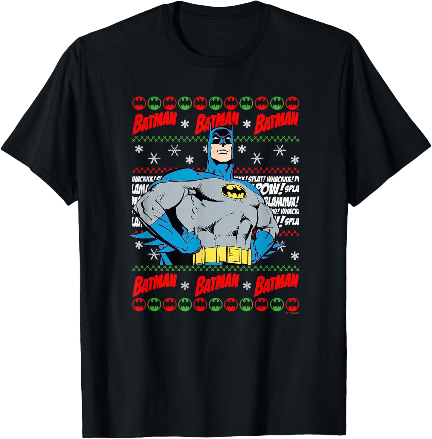 DC Comics Batman Christmas Classic Batman Ugly Sweater T-Shirt - T-Shirt | Black