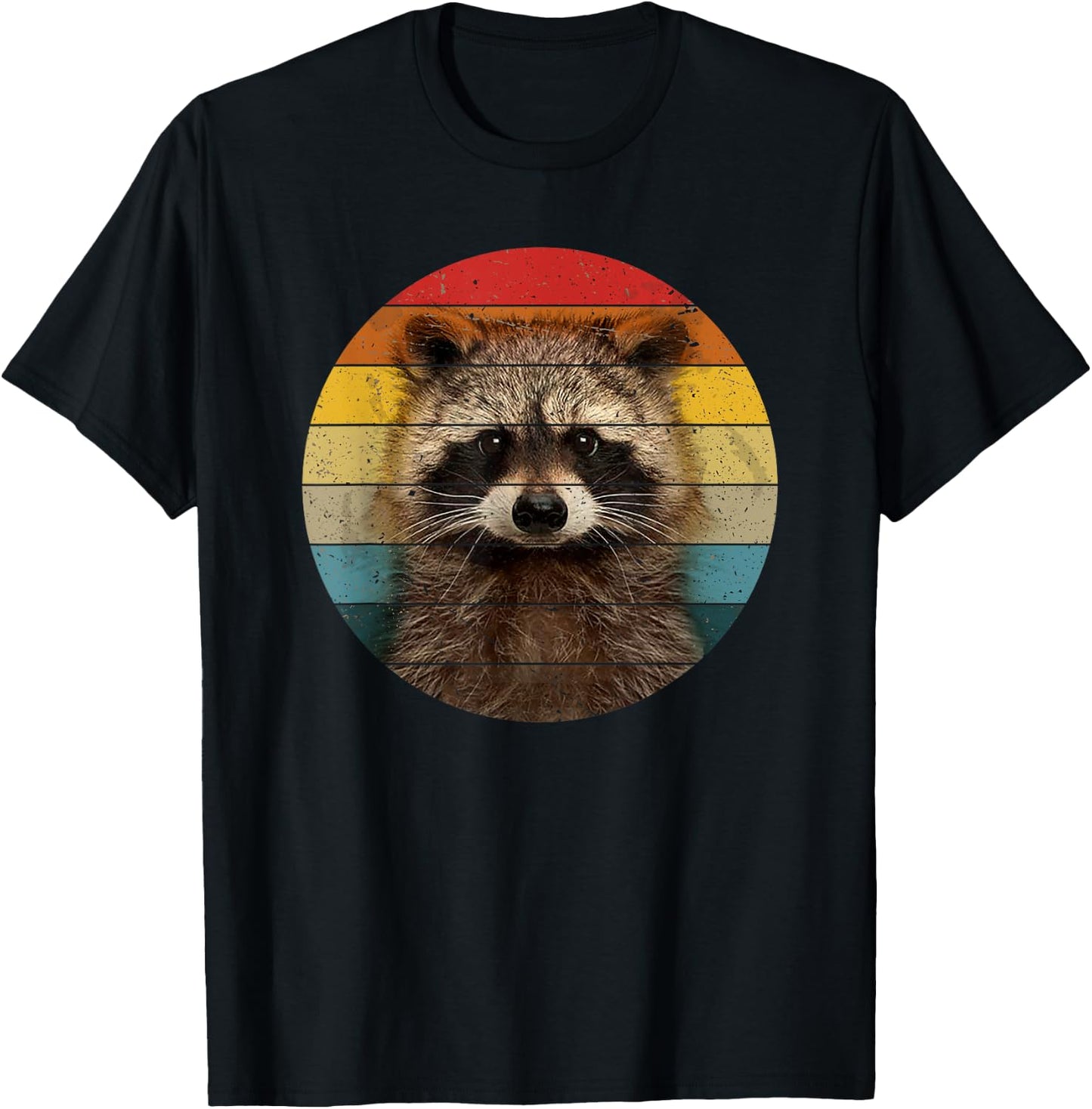 Retro Vintage Raccoon Sunset Baby Waschbär Geschenk T-Shirt - T-Shirt | Black