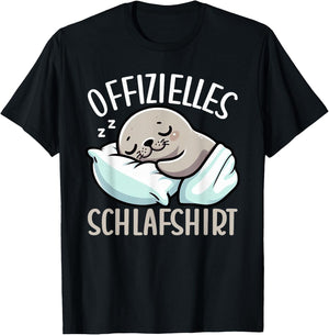 Official Sleep Shirt Seal Late Sleeper Pyjamas Bed , black T-Shirt - T-Shirt | Black