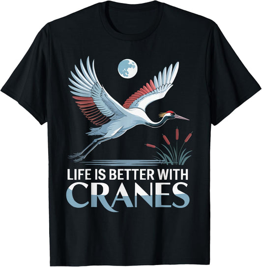 Sandhill Crane Bird Lover Birdwatching Ornithology Birder T-Shirt - T-Shirt | Black