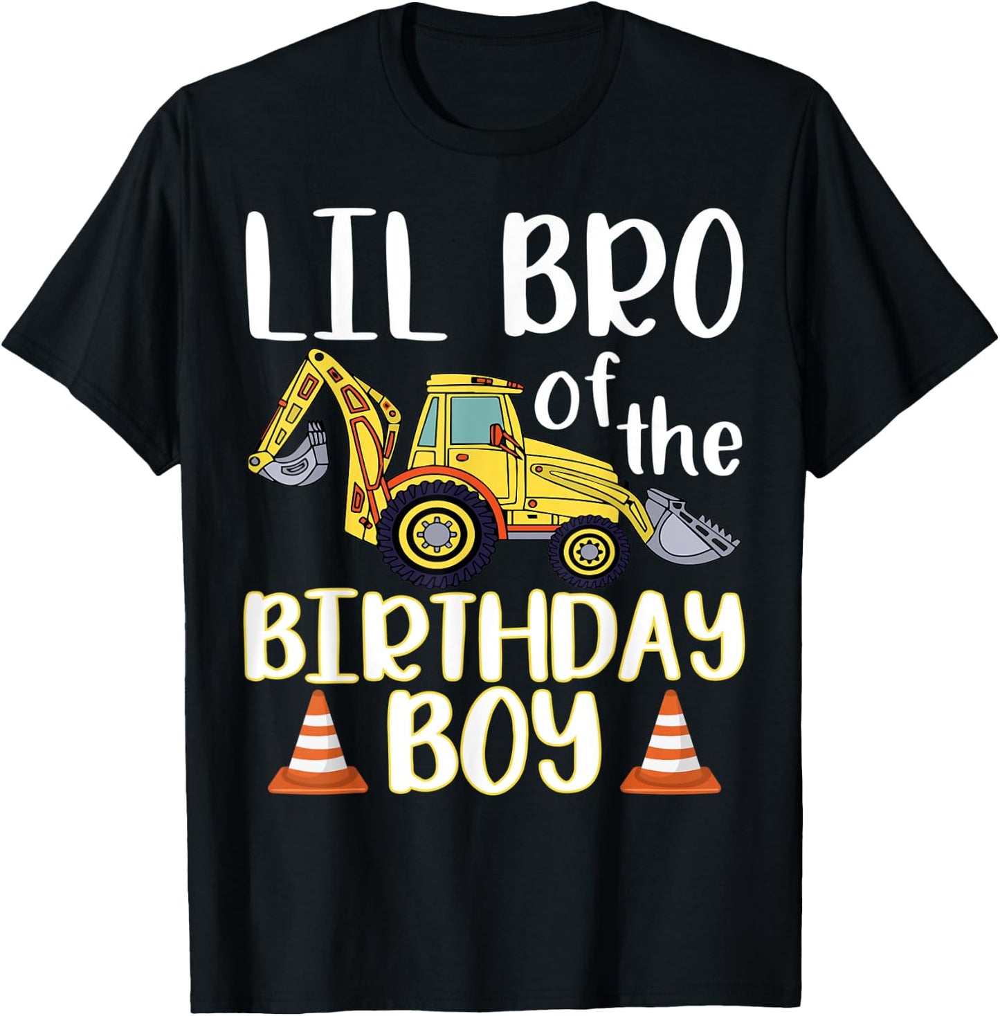 Lil Bro of The Birthday for Boy Excavator Construction Truck T-Shirt - T-Shirt | Black