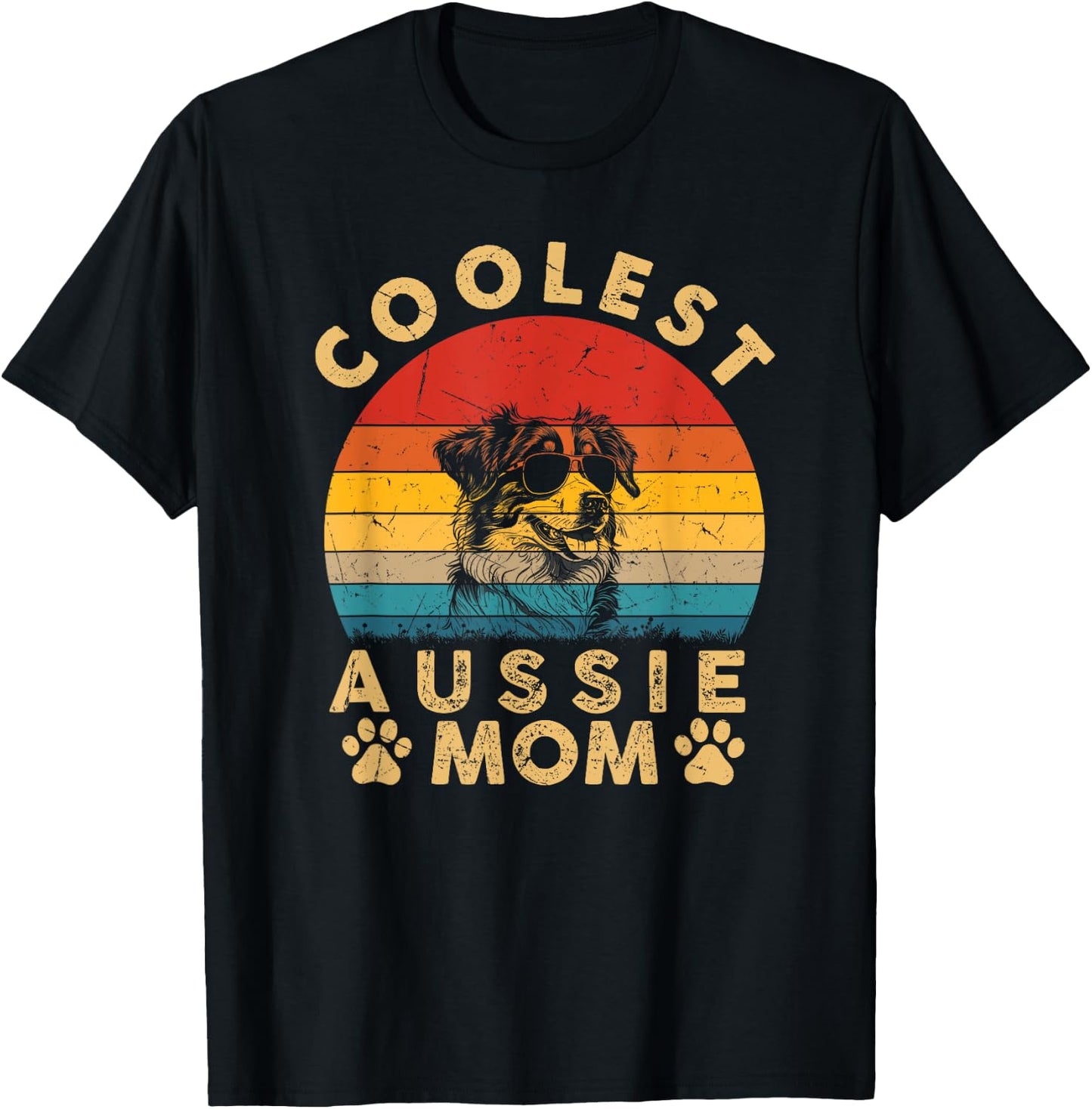 Coolest Aussie Dog Mom Mama Women Gifts Vintage Mothers Day T-Shirt - T-Shirt | Black