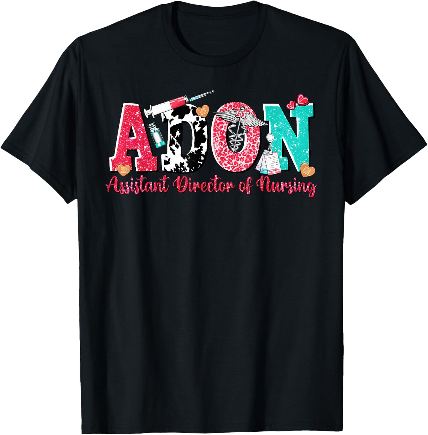 Leopard ADON Nurse Assistant Director of Nursing Western T-Shirt - T-Shirt | Black