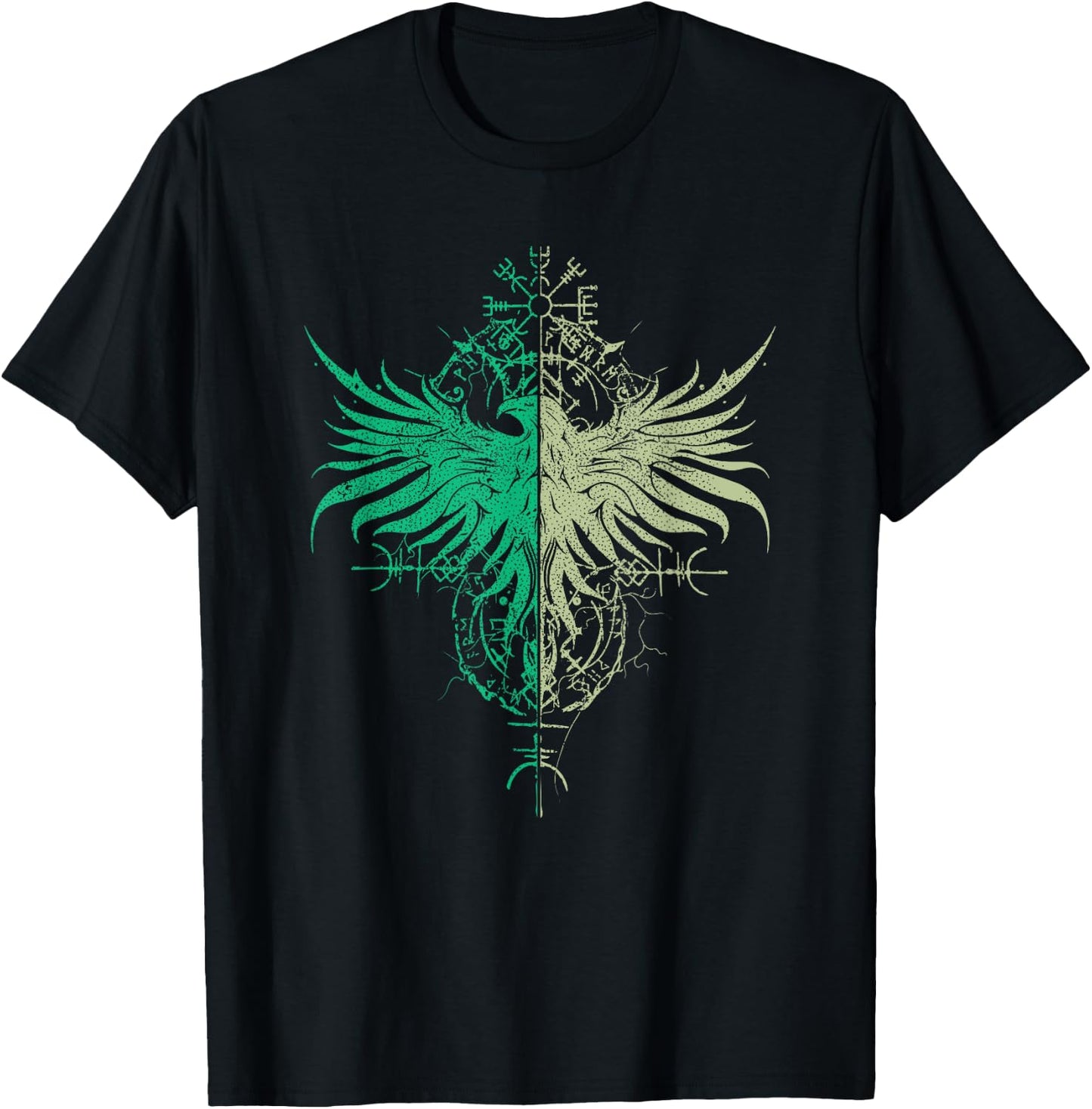 Viking Valhalla Krieger Normanne Runenkreis Gtter Walhalla Raven Odin's Runes Nordic Compass Viking T-Shirt - T-Shirt | Black