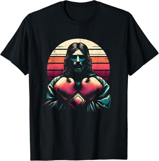 Jesus With Boxing Gloves - Funny Christian Religious Boxer T-Shirt - T-Shirt | Black