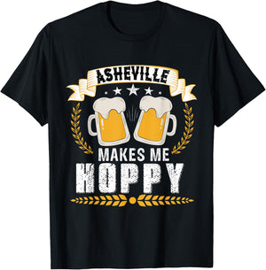 Asheville makes me hoppy, beer city USA T-Shirt - T-Shirt | Black