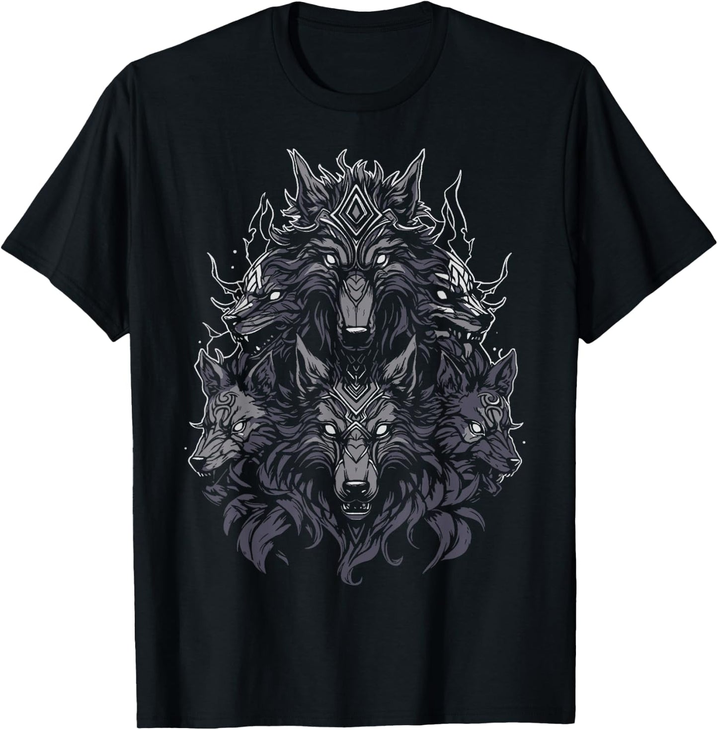 Occult Horror Witchy Gothic Furry Wolves | Wolf Fursona T-Shirt - T-Shirt | Black