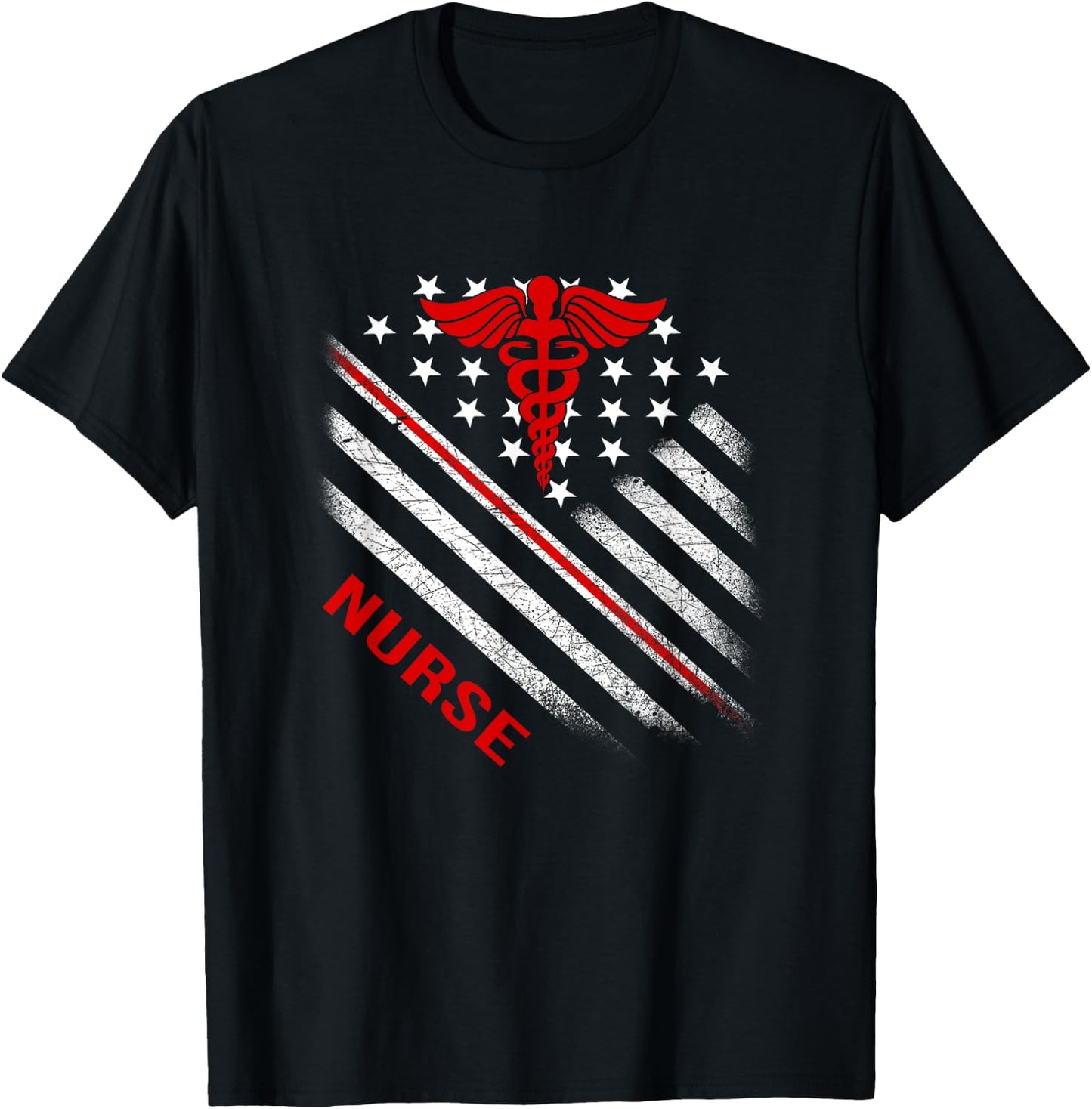 American Flag Patriotic Nurse Nurses Nursing Student T-Shirt - T-Shirt | Black