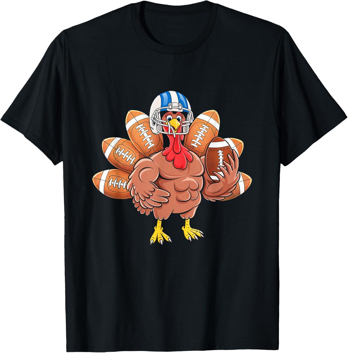 Turkey Football Thanksgiving Sport Turkey Day Football T-Shirt - T-Shirt | Black