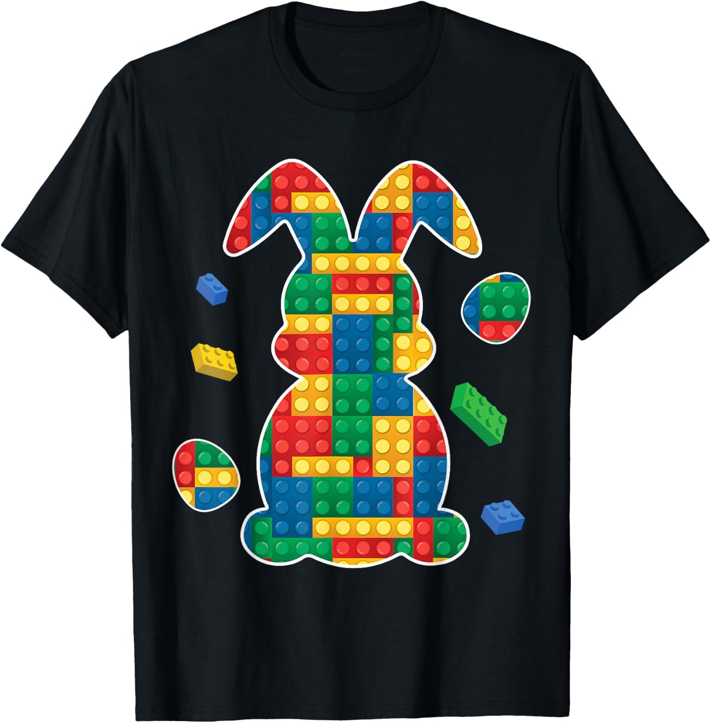 Master Builder Block Brick Building Easter Day Bunny T-Shirt - T-Shirt | Black